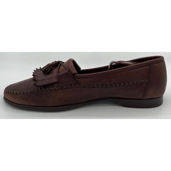 Santoni Italy Handmade Stitched Brown Leather Kiltie Tassell Loafers Men Size 9D - Picture 3 of 11